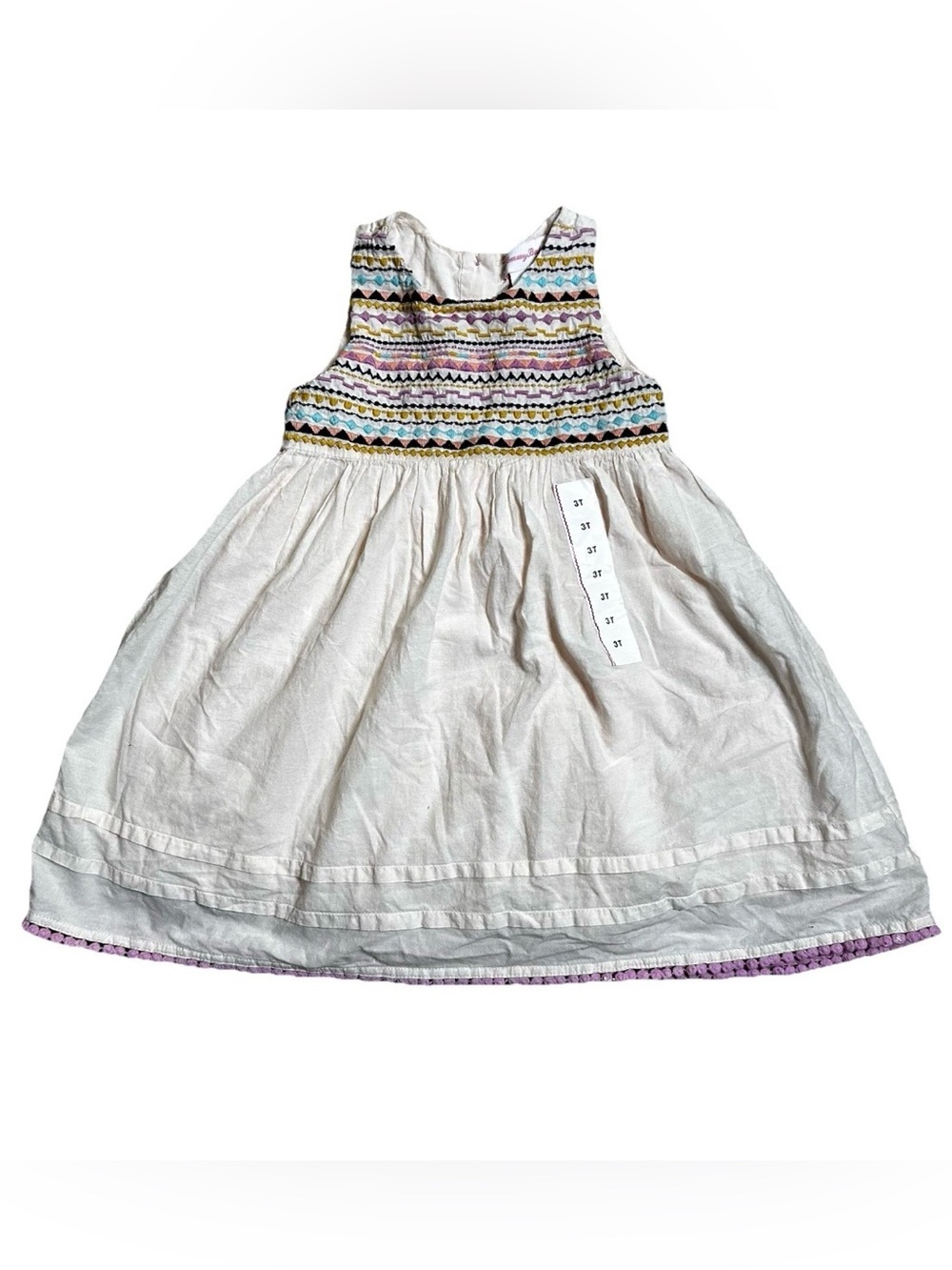 Tommy Bahama girls Dress with Pastel Stripes and adorable colorful embroidery